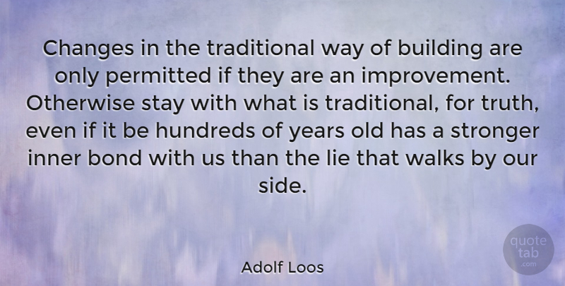 Adolf Loos Quote About Lying, Years, Stronger: Changes In The Traditional Way...