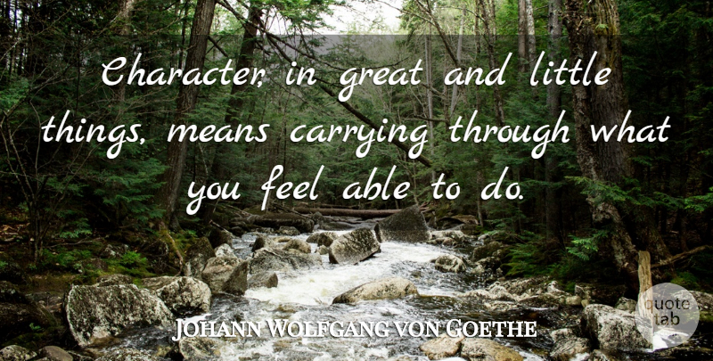 Johann Wolfgang von Goethe Quote About Success, Encouragement, Character: Character In Great And Little...