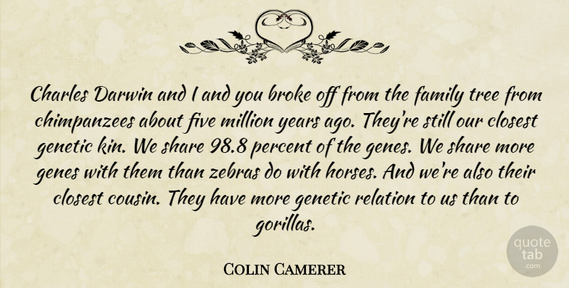 Colin Camerer Quote About Broke, Charles, Closest, Darwin, Family: Charles Darwin And I And...