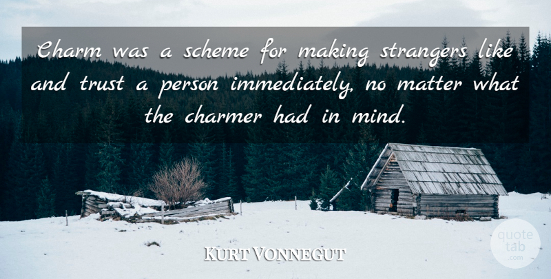 Kurt Vonnegut Quote About Mind, Matter, Breakfast Of Champions: Charm Was A Scheme For...