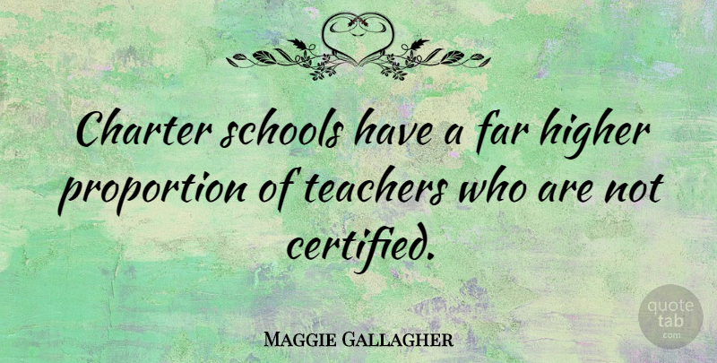 Maggie Gallagher Quote About Teacher, School, Proportion: Charter Schools Have A Far...