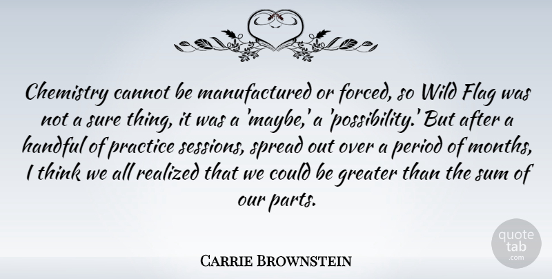 Carrie Brownstein Quote About Cannot, Flag, Greater, Handful, Period: Chemistry Cannot Be Manufactured Or...