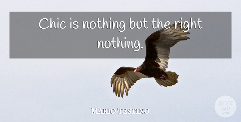 Mario Testino Quote About Chic: Chic Is Nothing But The...