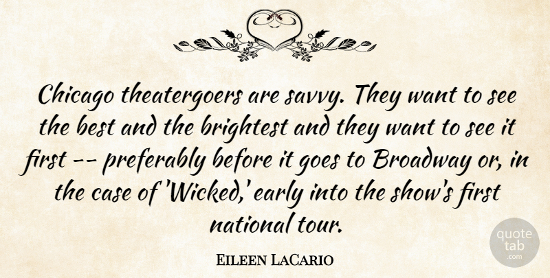 Eileen LaCario Quote About Best, Brightest, Broadway, Case, Chicago: Chicago Theatergoers Are Savvy They...
