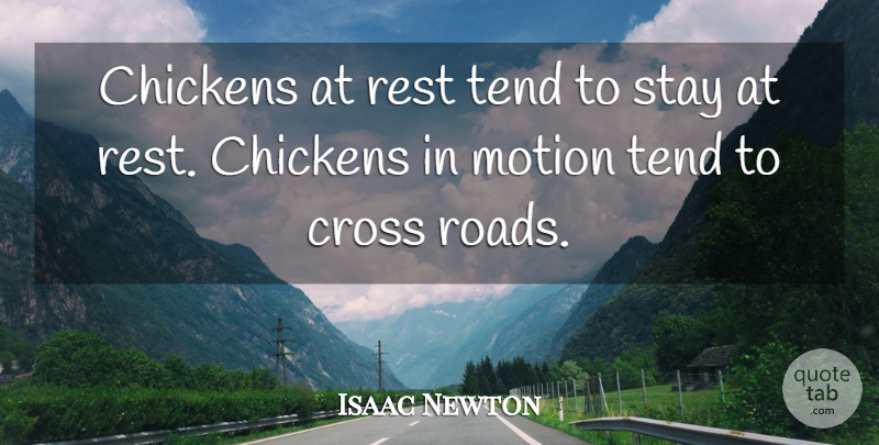 Isaac Newton Quote About Crosses, Chickens: Chickens At Rest Tend To...