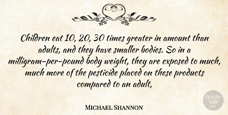 Michael Shannon Quote About Amount, Body, Children, Compared, Eat: Children Eat 10 20 30...