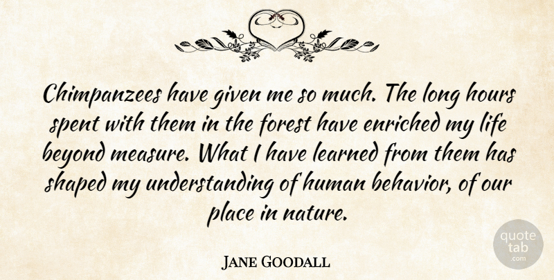 Jane Goodall Quote About Long, Understanding, Forests: Chimpanzees Have Given Me So...