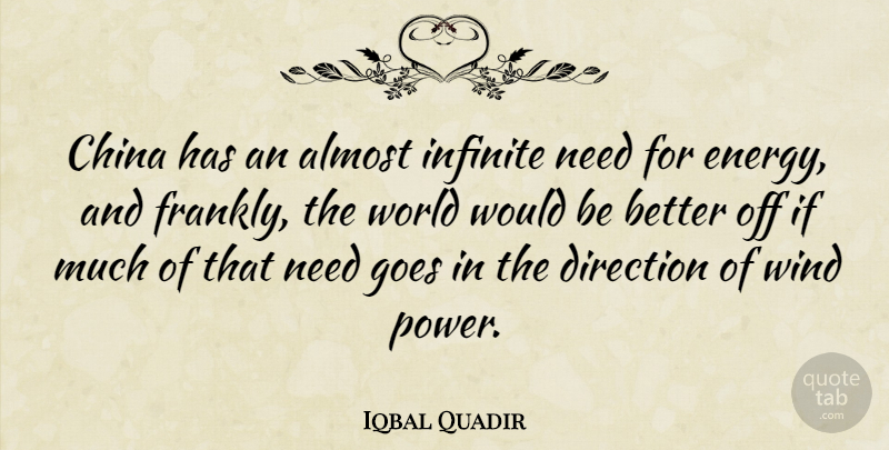 Iqbal Quadir Quote About Wind, Needs, World: China Has An Almost Infinite...