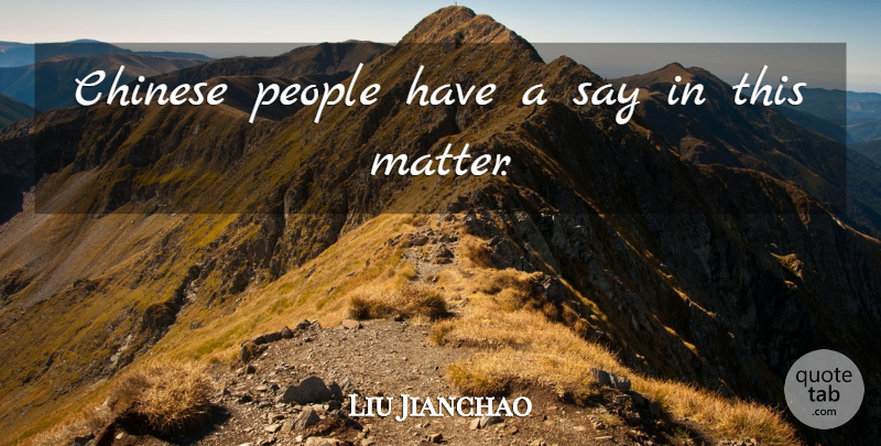 Liu Jianchao Quote About Chinese, People: Chinese People Have A Say...