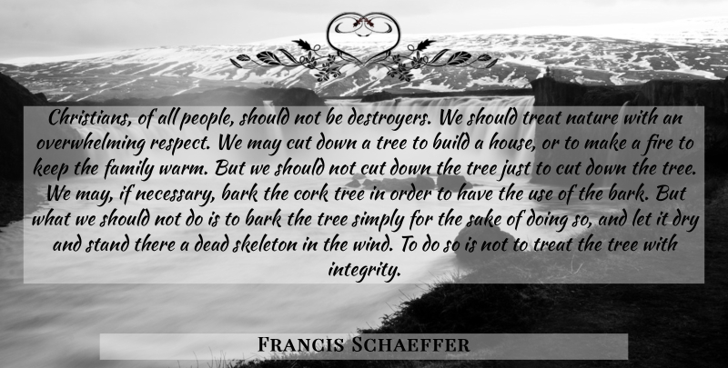 Francis Schaeffer Quote About Christian, Integrity, Cutting: Christians Of All People Should...