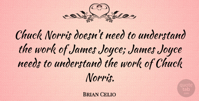 Brian Celio Quote About Chuck, James, Joyce, Work: Chuck Norris Doesnt Need To...
