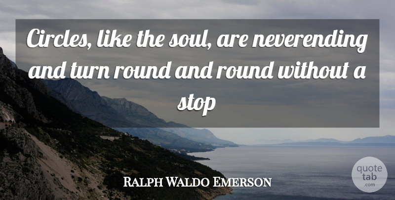 Ralph Waldo Emerson Quote About Circles, Soul, Turns: Circles Like The Soul Are...