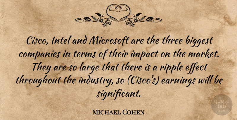 Michael Cohen Quote About Biggest, Companies, Earnings, Effect, Impact: Cisco Intel And Microsoft Are...
