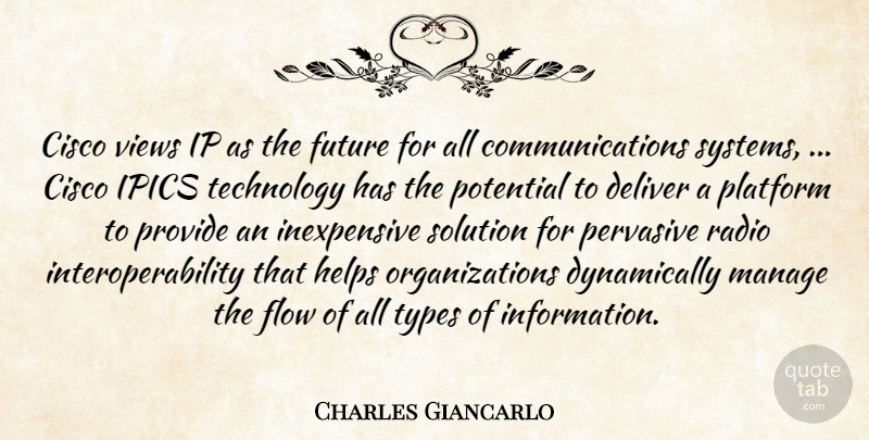 Charles Giancarlo Quote About Deliver, Flow, Future, Helps, Manage: Cisco Views Ip As The...