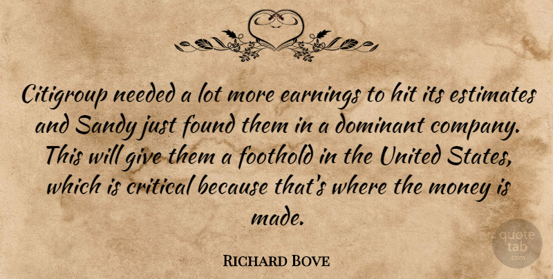 Richard Bove Quote About Critical, Dominant, Earnings, Estimates, Found: Citigroup Needed A Lot More...