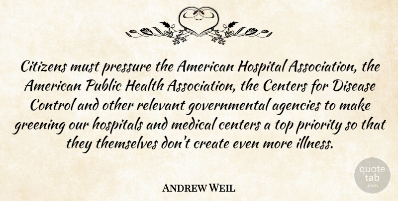 Andrew Weil Quote About Agency, Priorities, Citizens: Citizens Must Pressure The American...