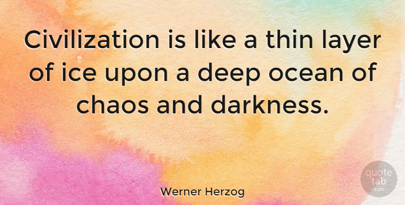 Werner Herzog Quote About Ocean, Civilization, Ice: Civilization Is Like A Thin...