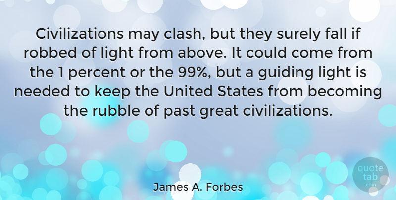 James A. Forbes Quote About Becoming, Fall, Great, Guiding, Needed: Civilizations May Clash But They...