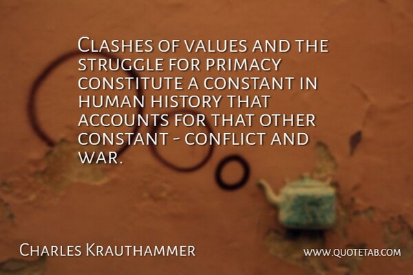 Charles Krauthammer Quote About War, Struggle, Conflict: Clashes Of Values And The...