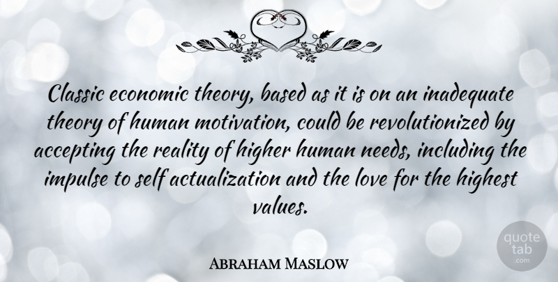 Abraham Maslow Quote About Motivation, Reality, Self: Classic Economic Theory Based As...