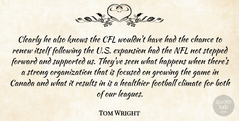 Tom Wright Quote About Both, Canada, Chance, Clearly, Climate: Clearly He Also Knows The...