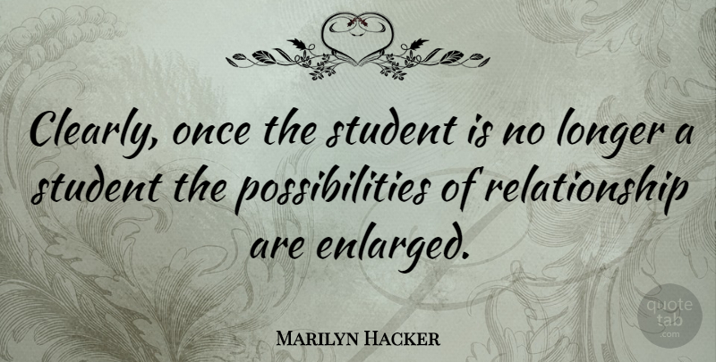 Marilyn Hacker Quote About Students, Possibility: Clearly Once The Student Is...