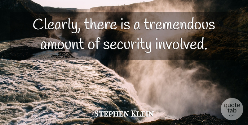 Stephen Klein Quote About Amount, Security, Tremendous: Clearly There Is A Tremendous...