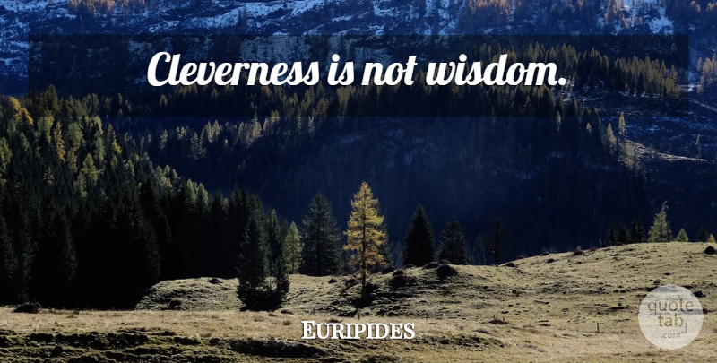 Euripides Quote About Wisdom, Life And Love, Silly: Cleverness Is Not Wisdom...