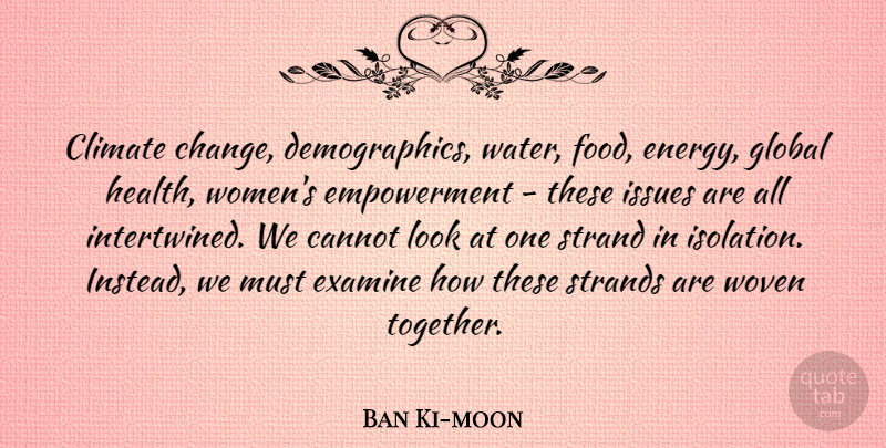 Ban Ki-moon Quote About Issues, Water, Empowerment: Climate Change Demographics Water Food...