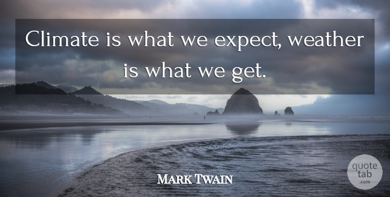 Mark Twain Quote About Inspiration, Rainy Day, Garden: Climate Is What We Expect...