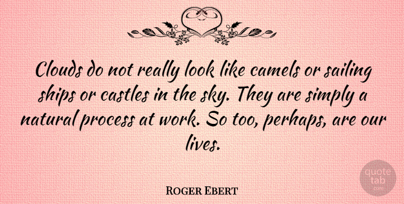 Roger Ebert Quote About Sky, Clouds, Sailing: Clouds Do Not Really Look...