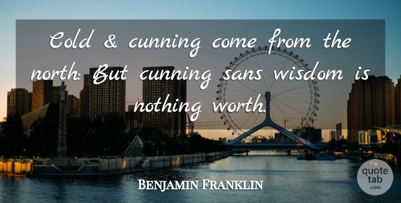 Benjamin Franklin Quote About Cold, Cunning: Cold And Cunning Come From...