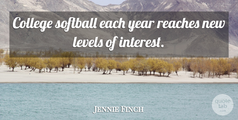 Jennie Finch Quote About Softball, College, Years: College Softball Each Year Reaches...