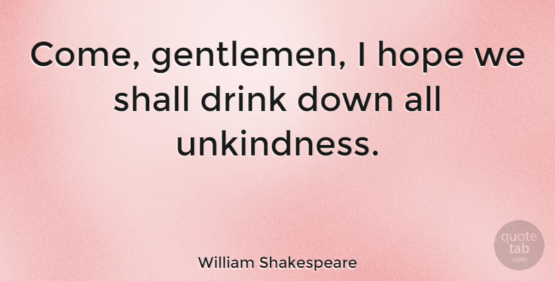 William Shakespeare Quote About Inspirational, Hope, New Year: Come Gentlemen I Hope We...