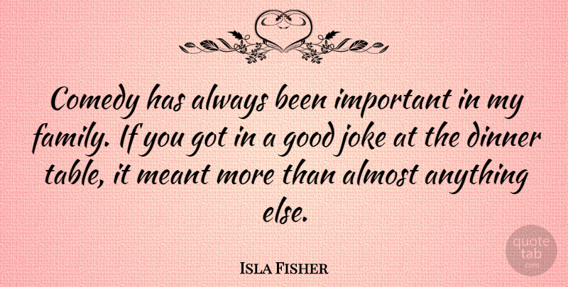 Isla Fisher Quote About Important, Tables, Dinner: Comedy Has Always Been Important...