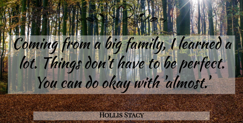 Hollis Stacy Quote About Perfect, Big Families, Bigs: Coming From A Big Family...
