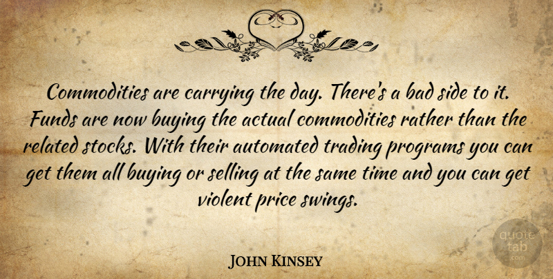 John Kinsey Quote About Actual, Automated, Bad, Buying, Carrying: Commodities Are Carrying The Day...