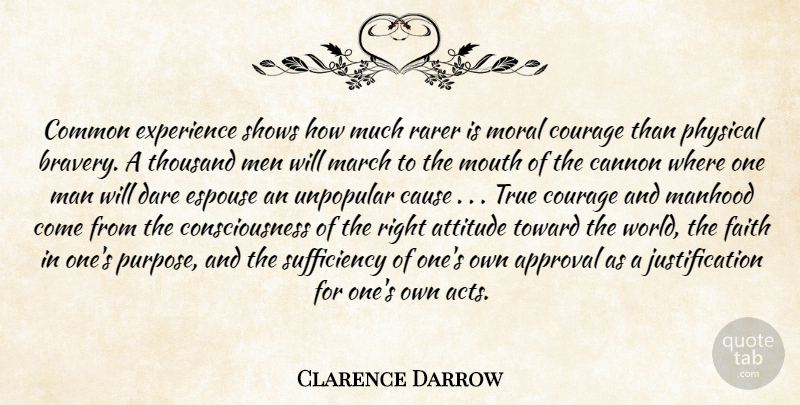 Clarence Darrow Quote About Peace, Attitude, Men: Common Experience Shows How Much...