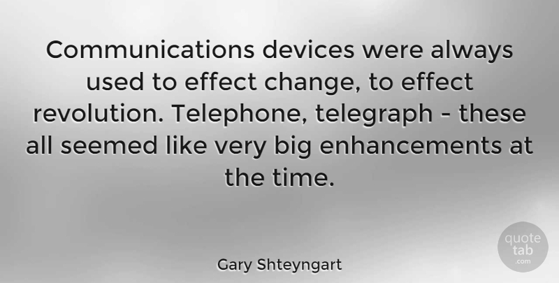 Gary Shteyngart Quote About Communication, Enhancement, Telephones: Communications Devices Were Always Used...