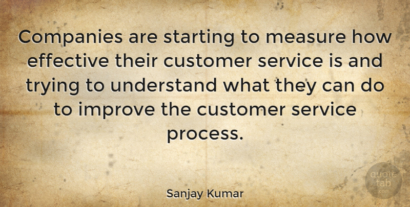 Sanjay Kumar Quote About Companies, Customer, Effective, English Athlete, Improve: Companies Are Starting To Measure...