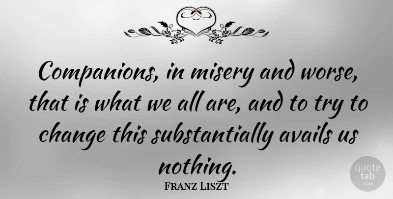 Franz Liszt Quote About Trying, Misery, Companion: Companions In Misery And Worse...