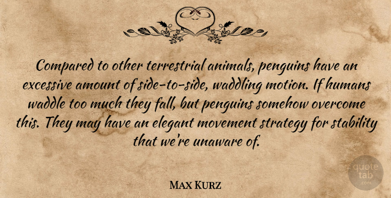Max Kurz Quote About Amount, Animals, Compared, Elegant, Excessive: Compared To Other Terrestrial Animals...