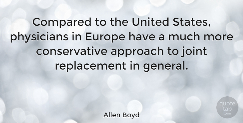 Allen Boyd Quote About Compared, Joint, Physicians, United: Compared To The United States...