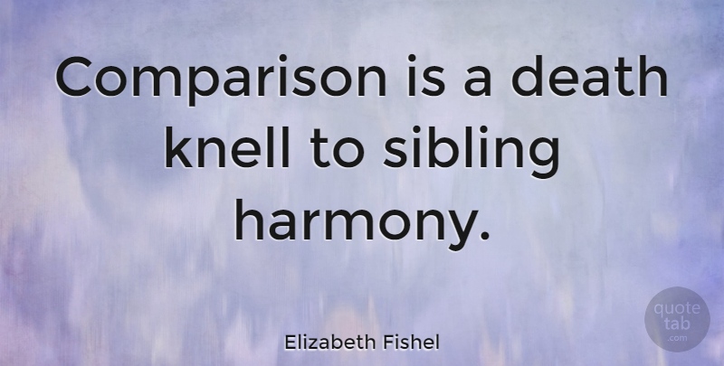Elizabeth Fishel Quote About Brother, Sibling, Harmony: Comparison Is A Death Knell...