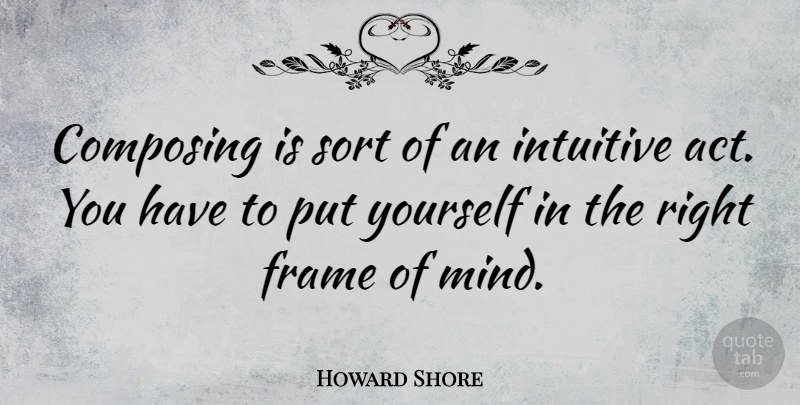 Howard Shore Quote About Intuitive, Sort: Composing Is Sort Of An...