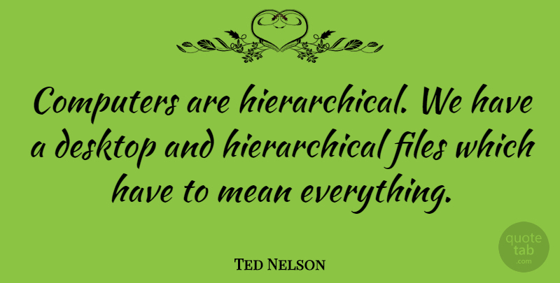 Ted Nelson Quote About Mean, Computer, Desktop: Computers Are Hierarchical We Have...
