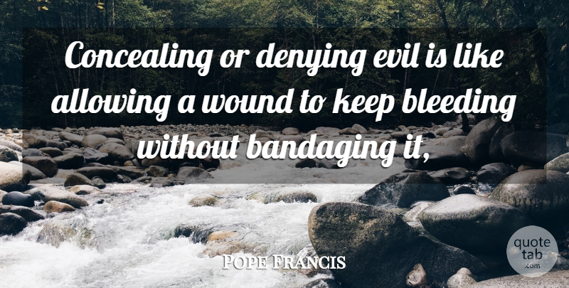 Pope Francis Quote About Evil, Bleeding, Armenians: Concealing Or Denying Evil Is...
