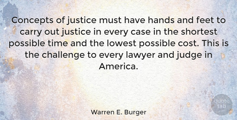 Warren E. Burger Quote About American Judge, Carry, Case, Concepts, Feet: Concepts Of Justice Must Have...