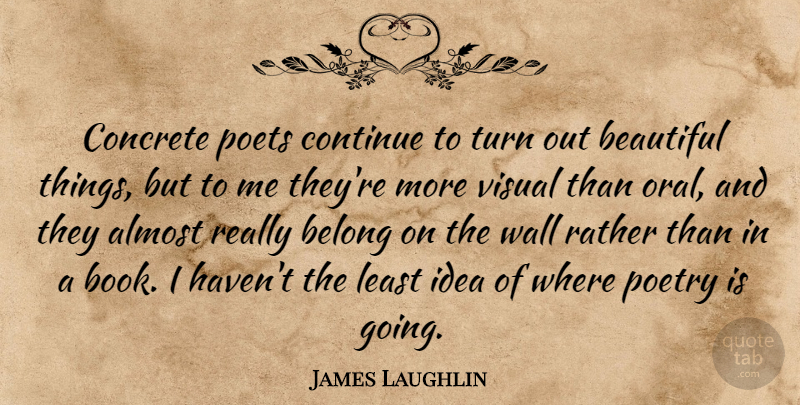 James Laughlin Quote About Beautiful, Wall, Book: Concrete Poets Continue To Turn...