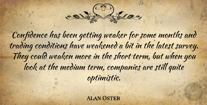 Alan Oster Quote About Bit, Companies, Conditions, Confidence, Latest: Confidence Has Been Getting Weaker...